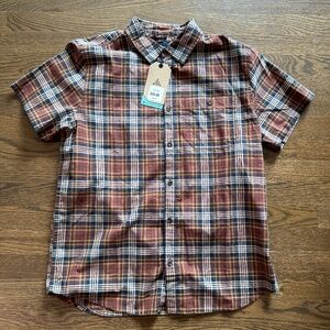NWT PRANA Men's short sleeve button down Intrepid shirt size MEDIUM 1964181